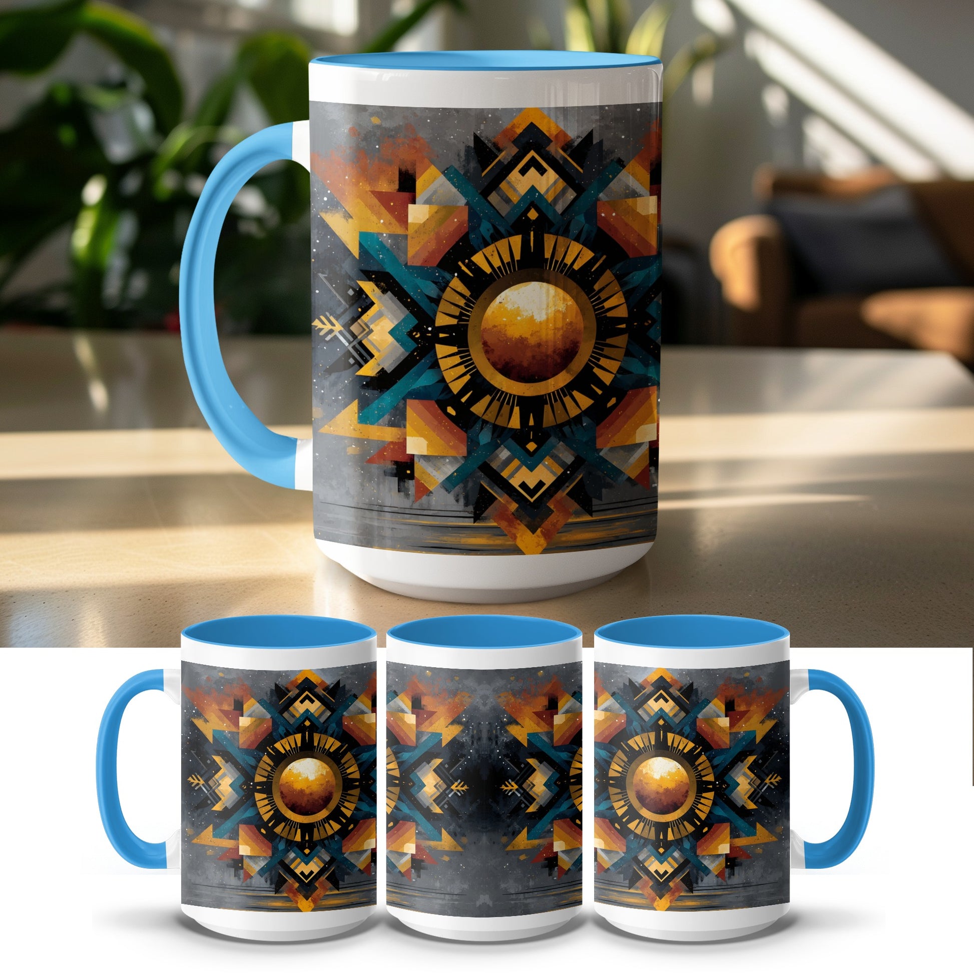 Sun and Geometric Design Colorful Mug product