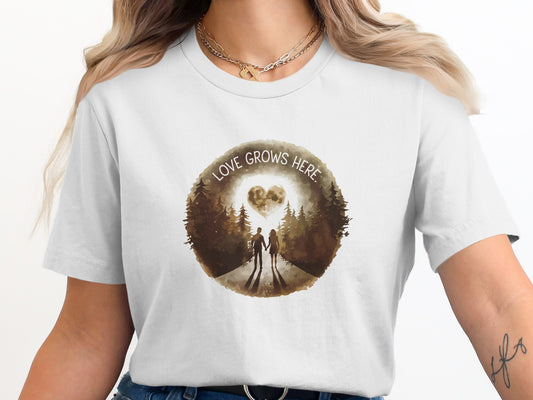 Love Grows Here Heart Design T-Shirts product