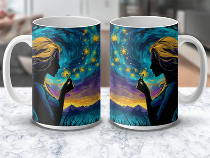 Starry Night Inspired Art Mug, Van Gogh Style Ceramic Coffee Cup, Unique Artistic Gift Idea