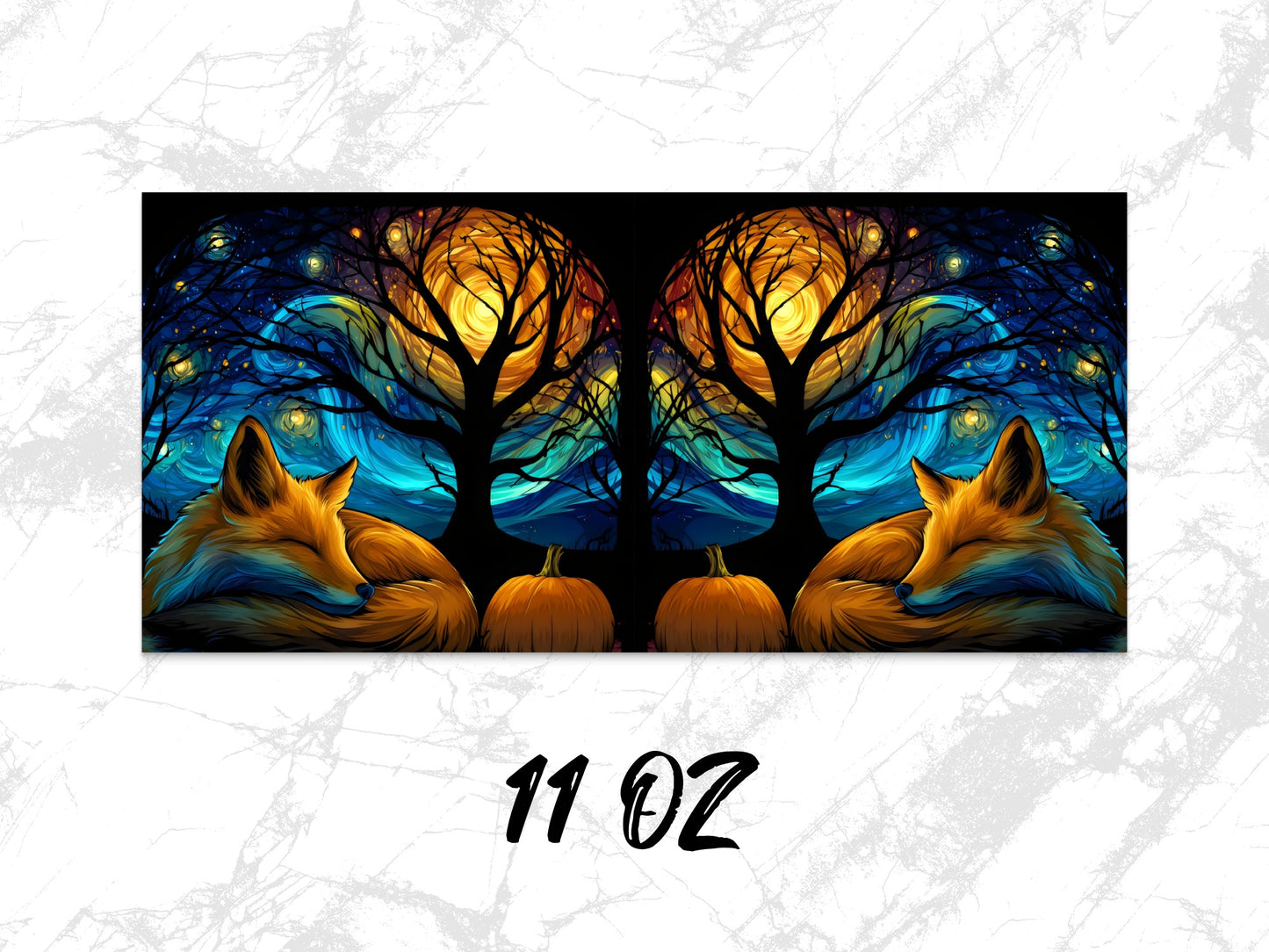 Colorful Autumn Fox and Tree Artwork, 11 oz Mug, Unique Wildlife Coffee Cup, Vibrant Kitchen Decor