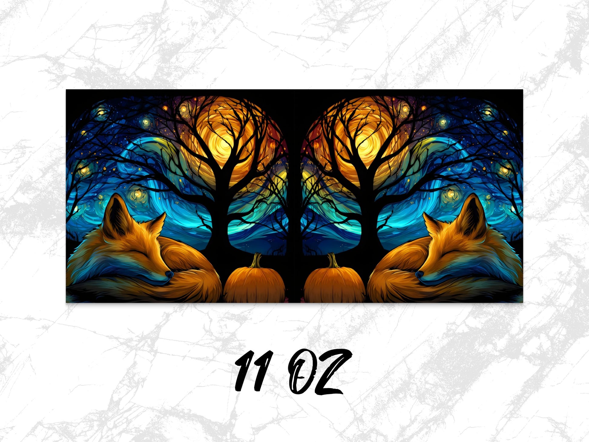 Colorful Autumn Fox and Tree Artwork, 11 oz Mug, Unique Wildlife Coffee Cup, Vibrant Kitchen Decor