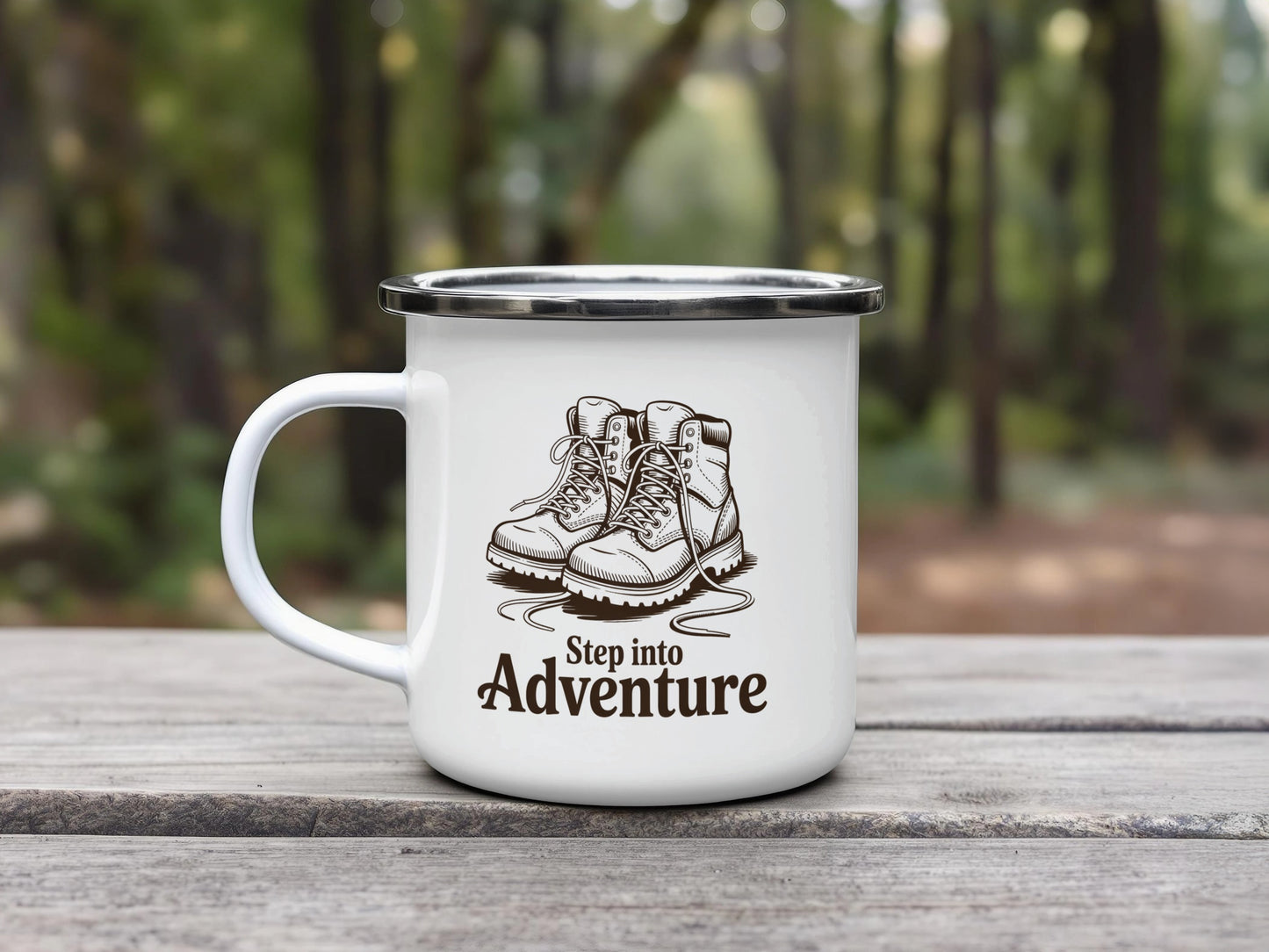 Step into Adventure White Metal Mug product