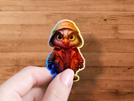 Adorable Owl Wearing Jacket Sticker product