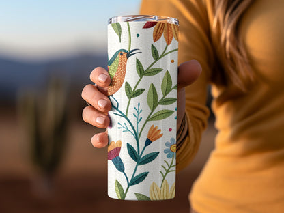 Floral Hummingbird Design Insulated Tumbler product