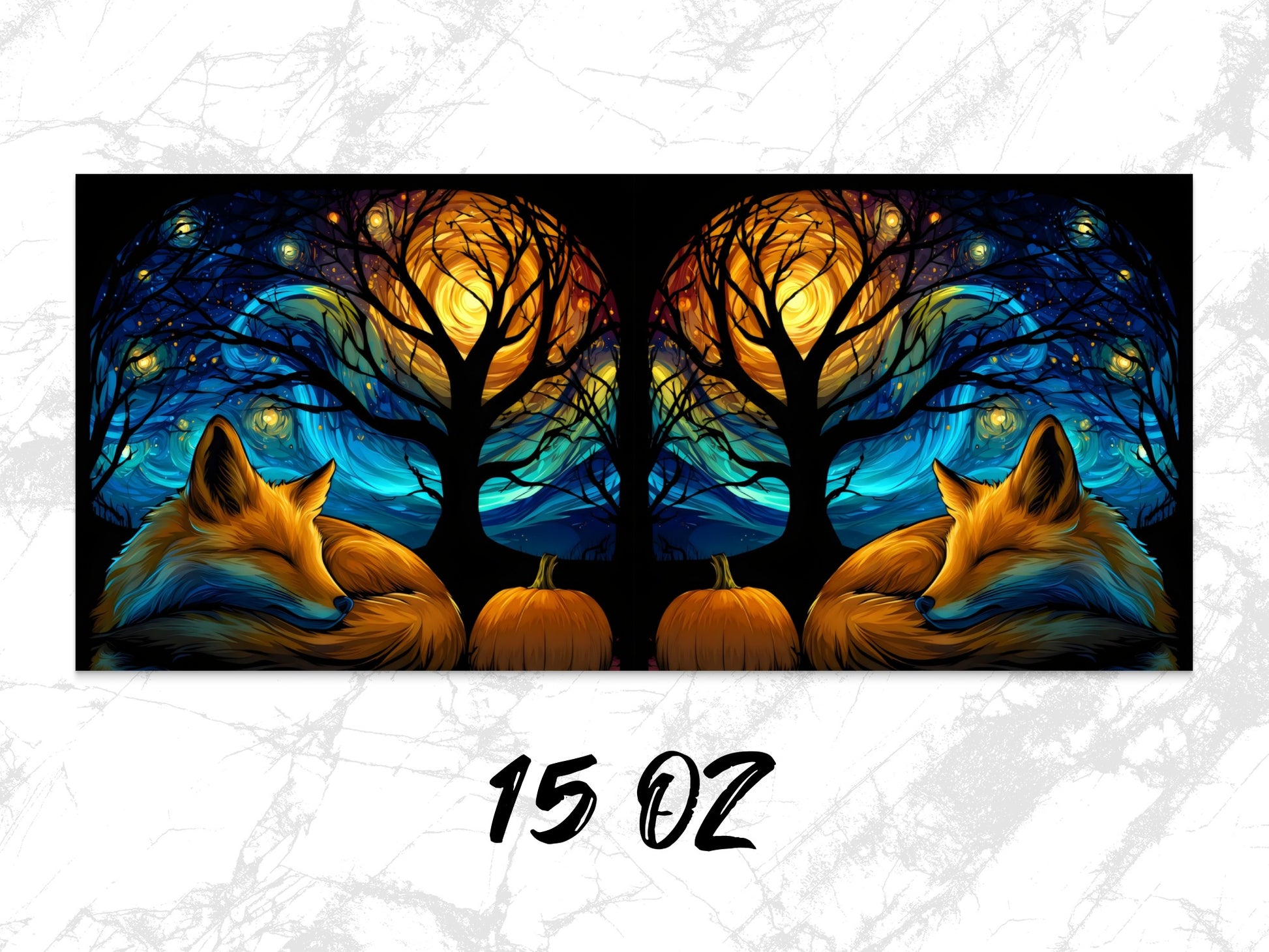 Autumn Fox Art Print, Colorful Tree Landscape, Twin Foxes, Pumpkin Decor, 15 Oz Canvas Wall Art for Home