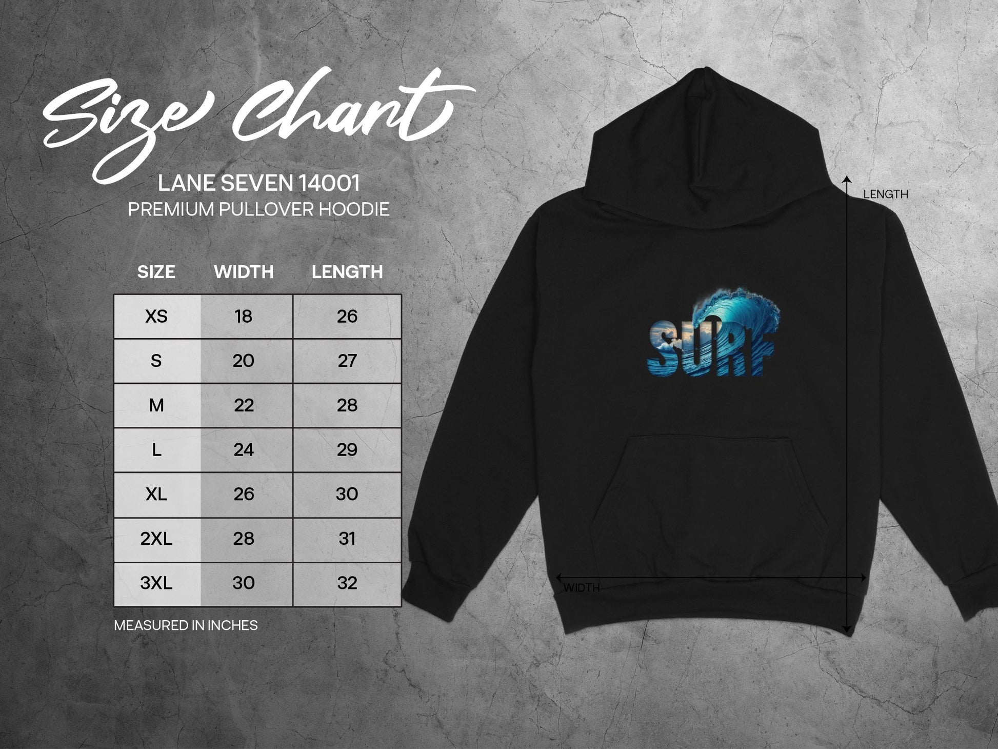 Premium Pullover Hoodie with Surf Design product
