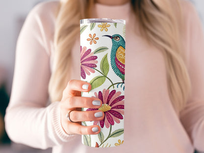 Floral and Bird Patterned Insulated Tumbler product