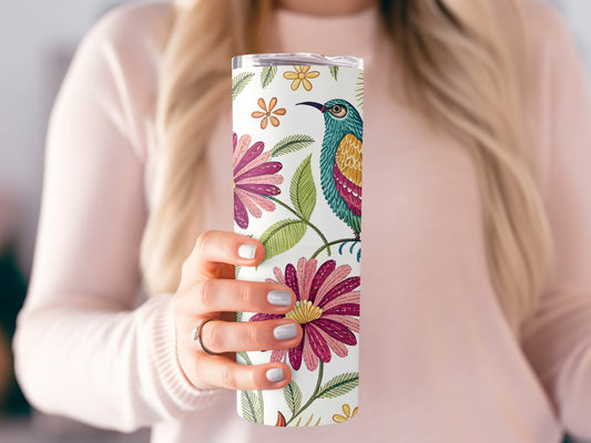 Floral and Bird Patterned Insulated Tumbler product