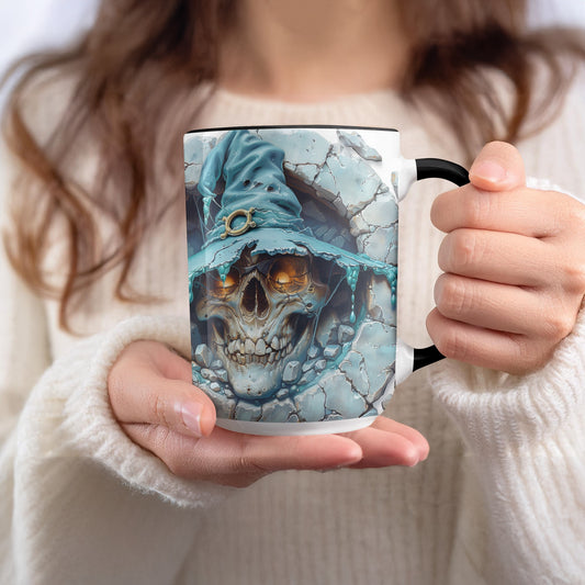 Creepy Skull With Wizard Hat Design On Mug product type