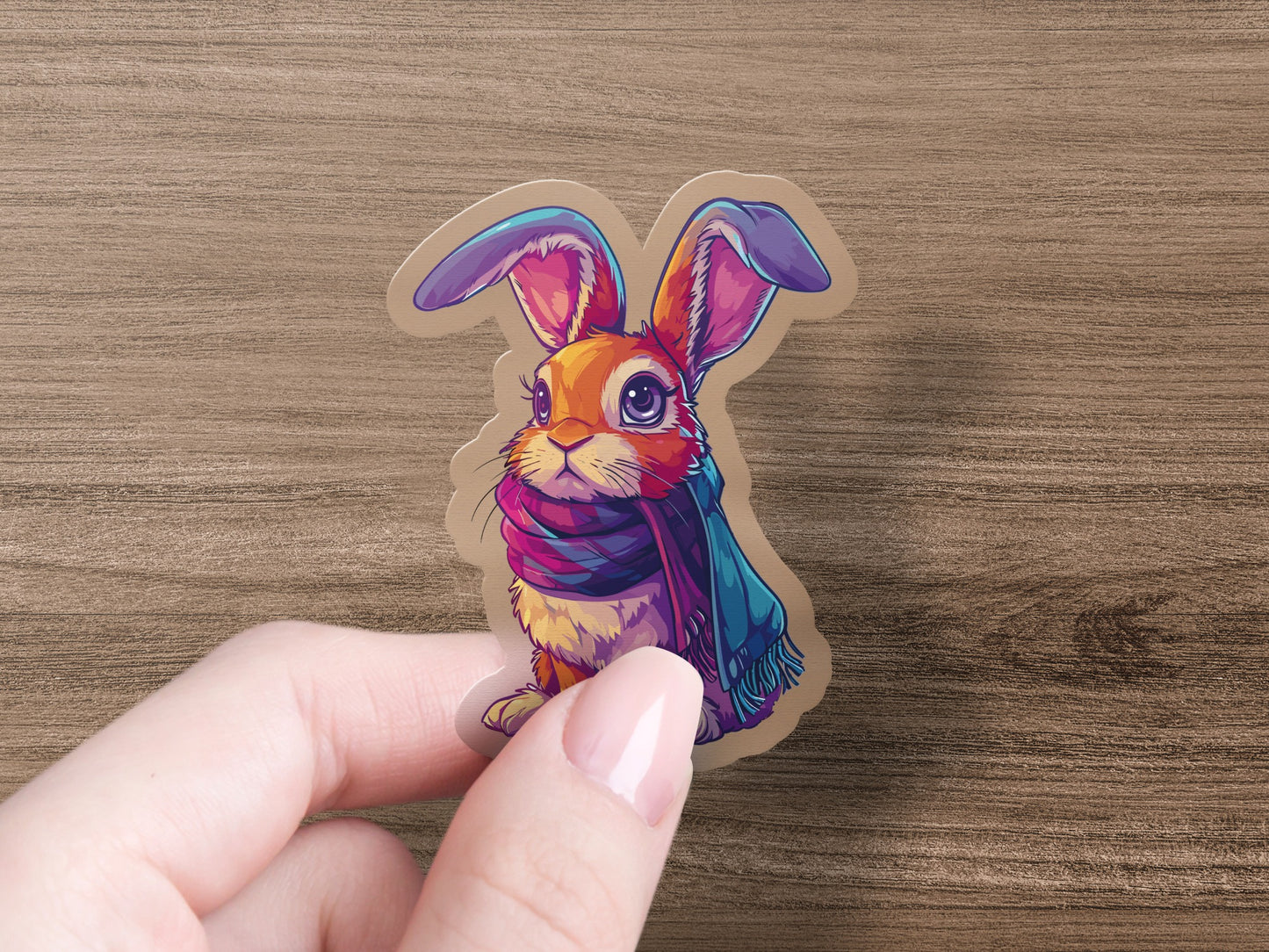 Cute Colorful Bunny with Scarf Sticker product type