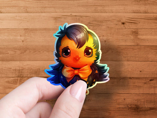 Cute Baby Chick Sticker with Orange Bow product type