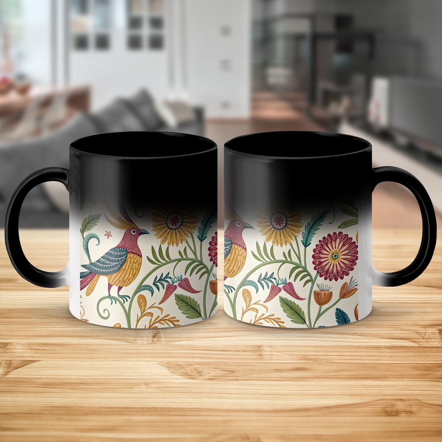 Colorful Bird and Floral Design Coffee Mug product