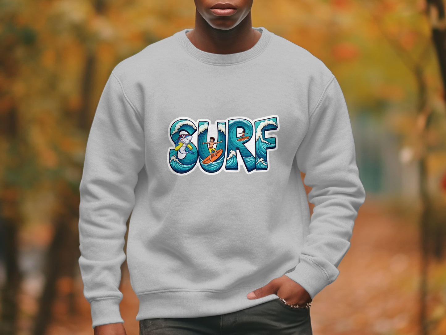 Surf Graphic Design White Sweatshirt product type