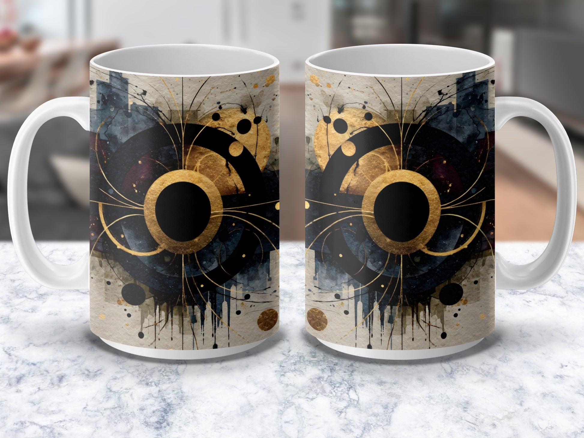 Abstract Art Coffee Mug, Modern Design Ceramic Cup, Unique Splatter Paint Drinkware, Artistic Kitchen Decor