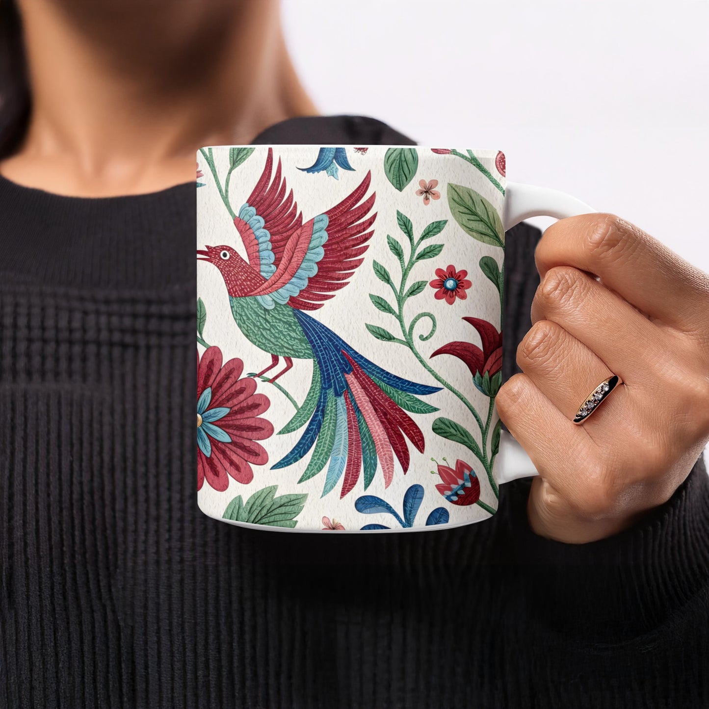 Floral Bird Print Coffee Mug for Home or Office product