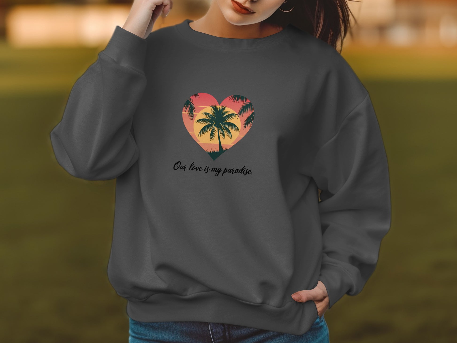 Our Love is My Paradise Heart Design Sweatshirt Product