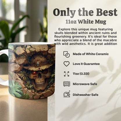Skulls and Ancient Ruins Design 11oz White Mug product