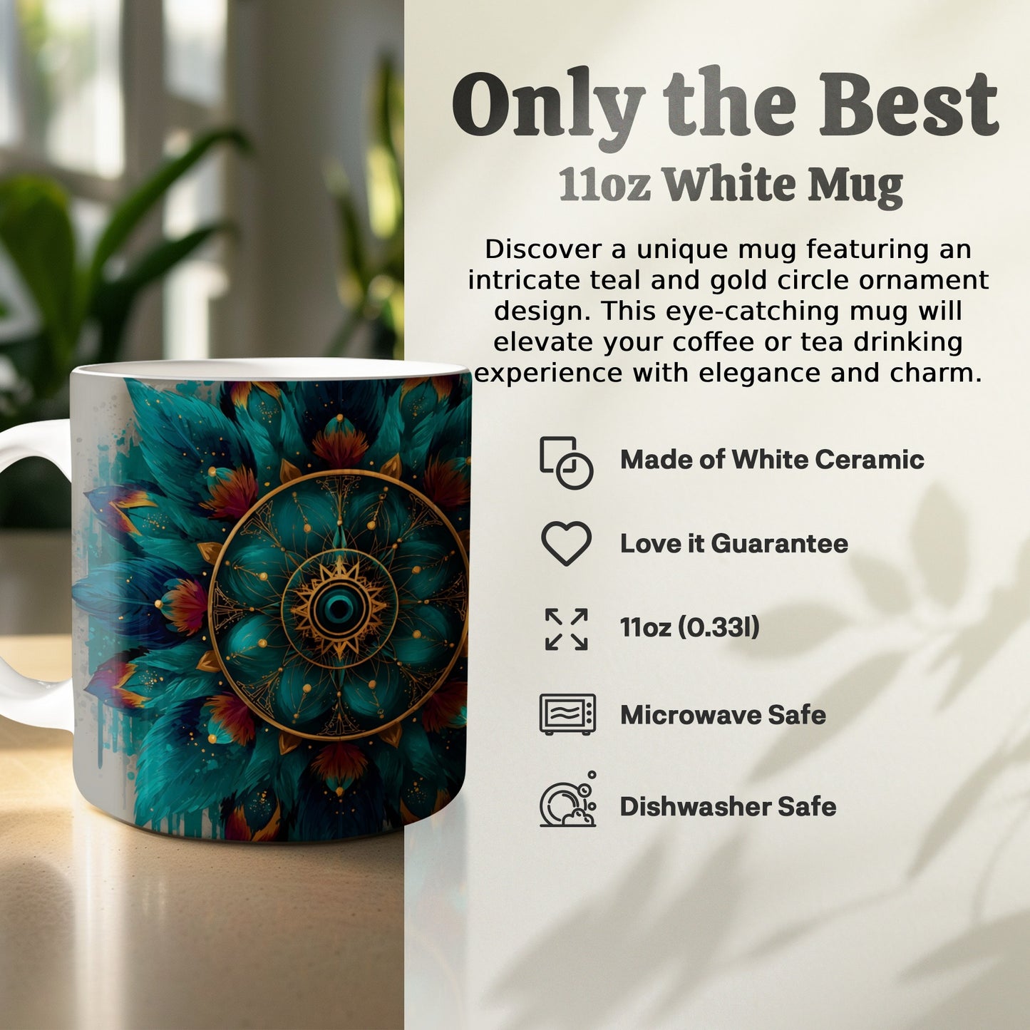 Eye Catching Teal and Gold Circle Ornament Mug product