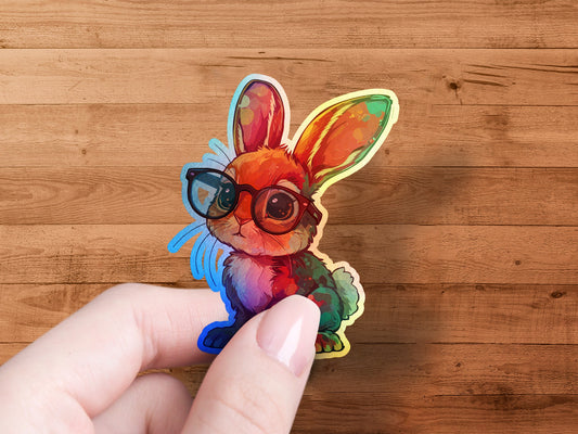 Colorful Bunny Rabbit Sticker with Glasses product
