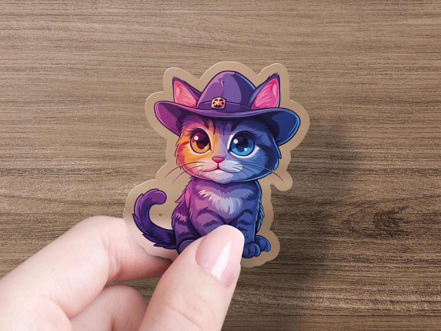 Cute Cowboy Hat Kitten Cartoon Sticker product