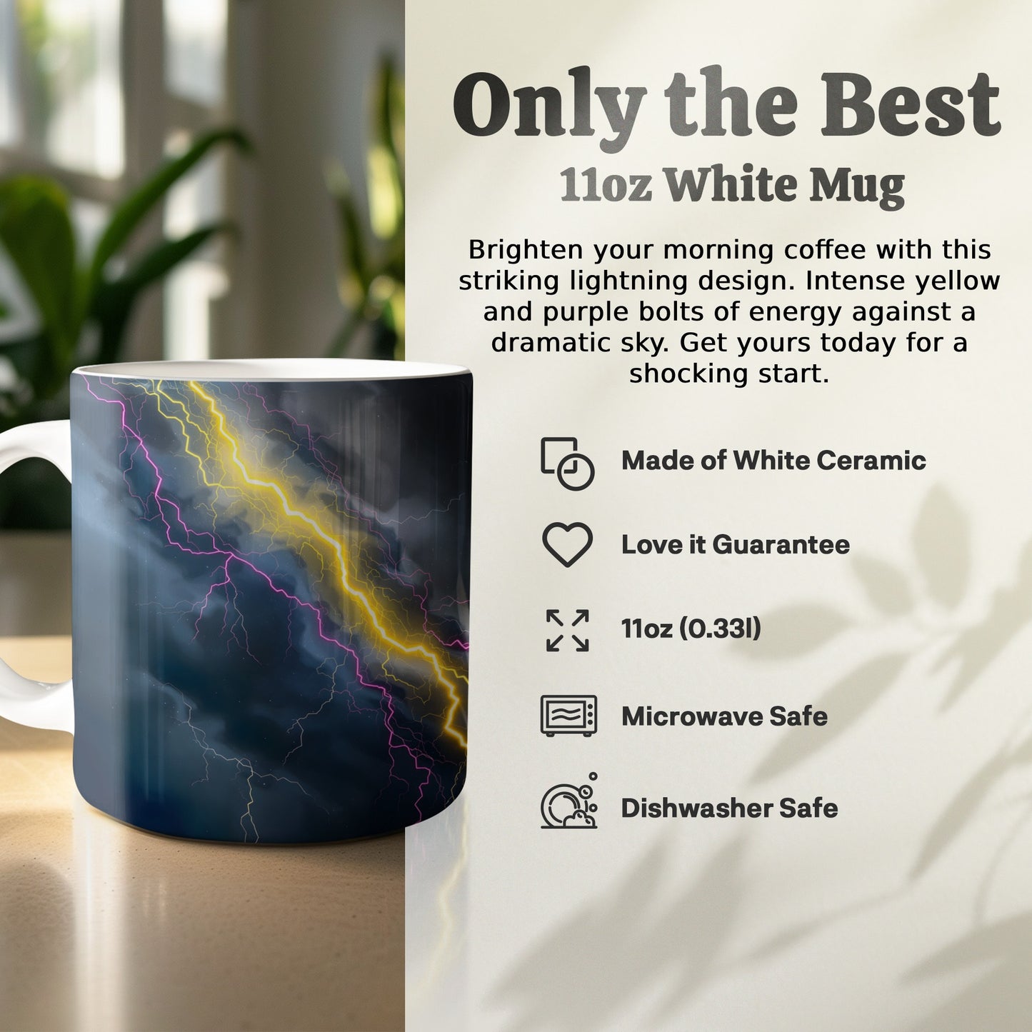Brighten Your Morning with This Striking Lightning Design Mug