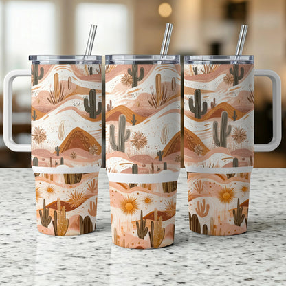 Desert Landscape Cactus Sun Boho Design Graphic 40oz Tumbler Wrap