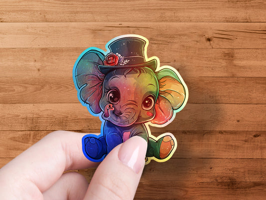 Cute Elephant with Top Hat Colorful Sticker product