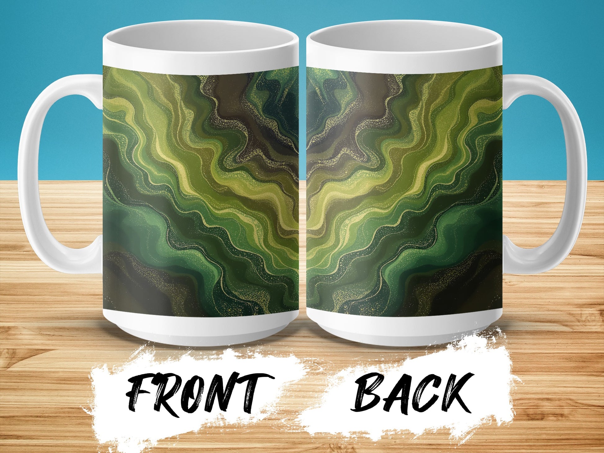 Green Waves Abstract Pattern on Coffee Mug product