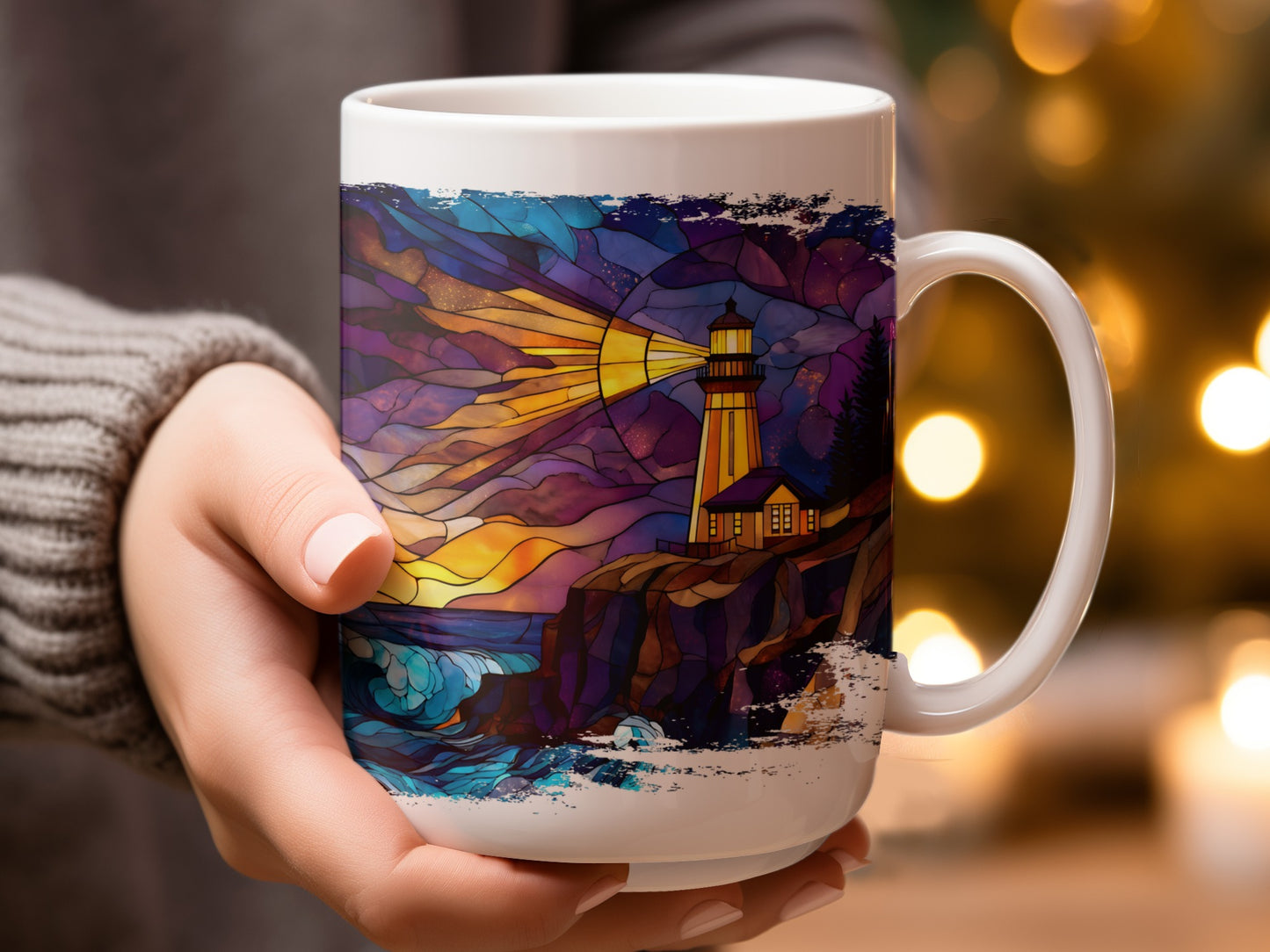 Colorful Lighthouse Scene on Ceramic Mug product