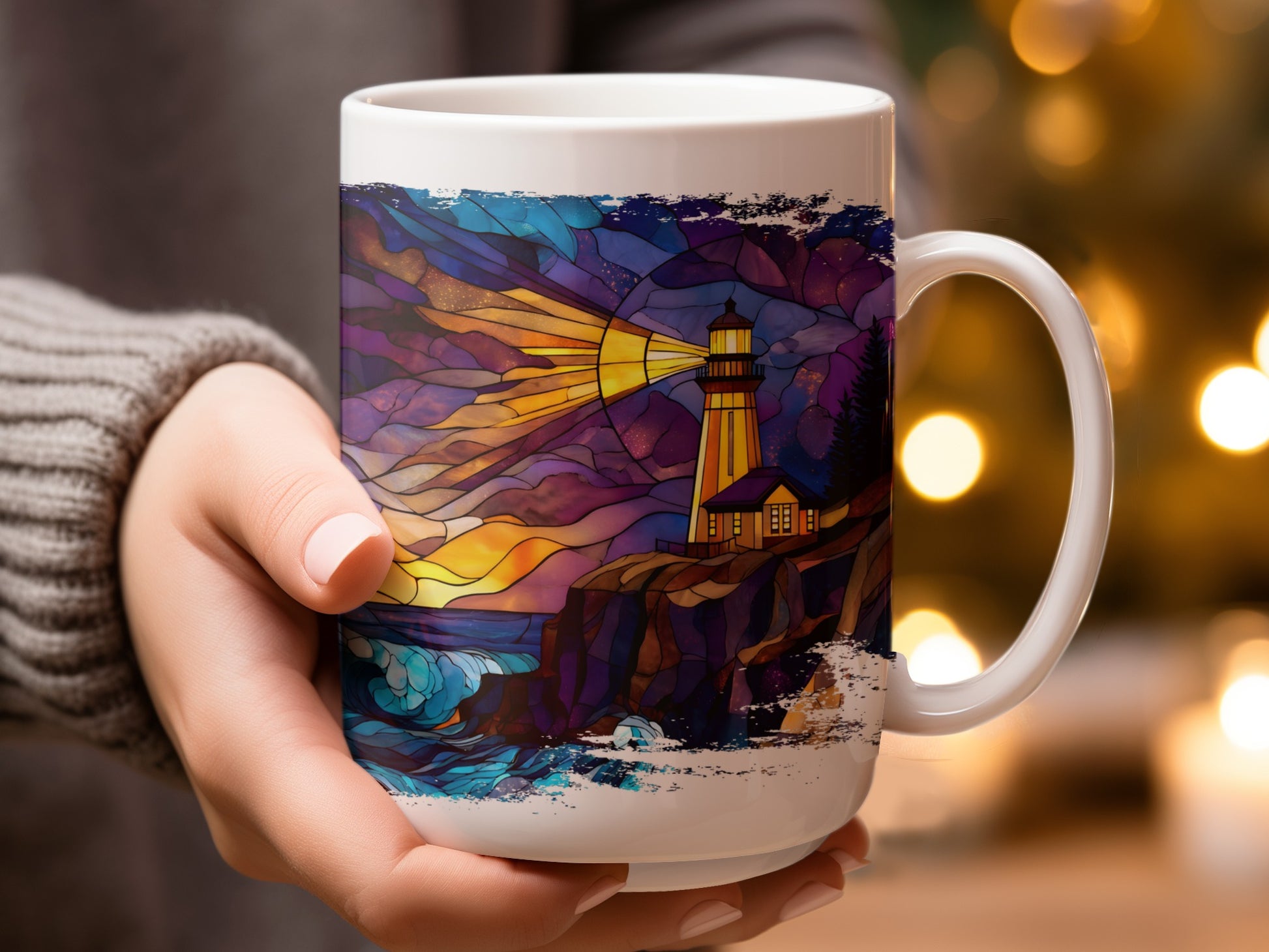 Colorful Lighthouse Scene on Ceramic Mug product