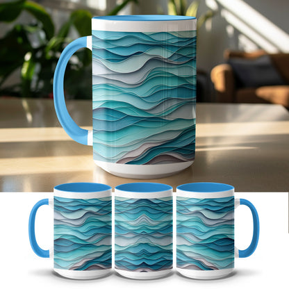 Ocean Waves Abstract Design Blue Mug product
