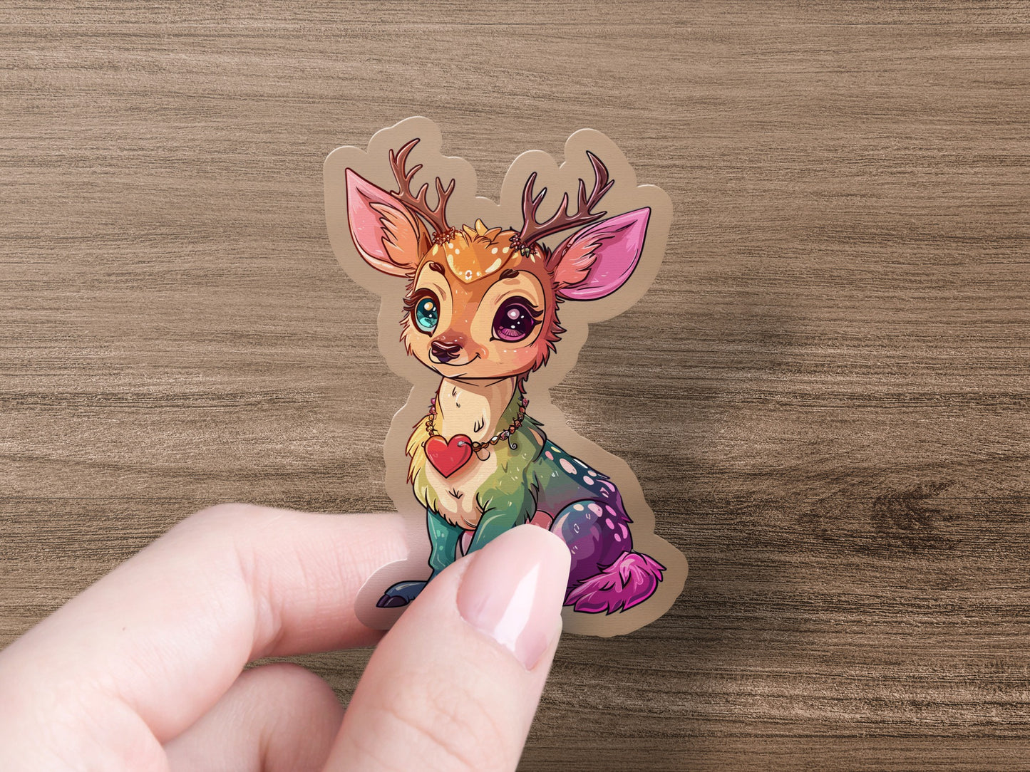 Colorful Deer with Heart Sticker product