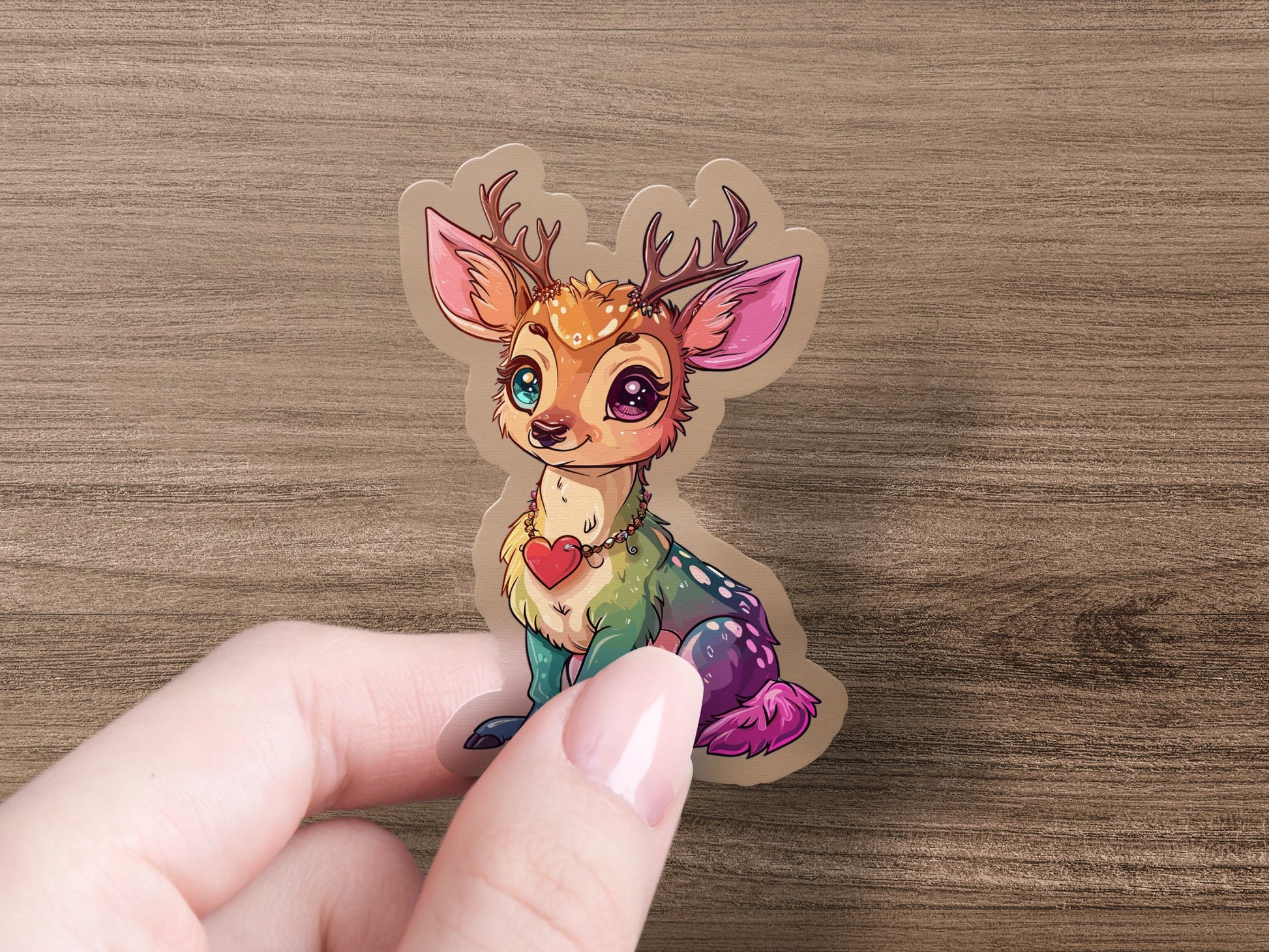 Colorful Deer with Heart Sticker product