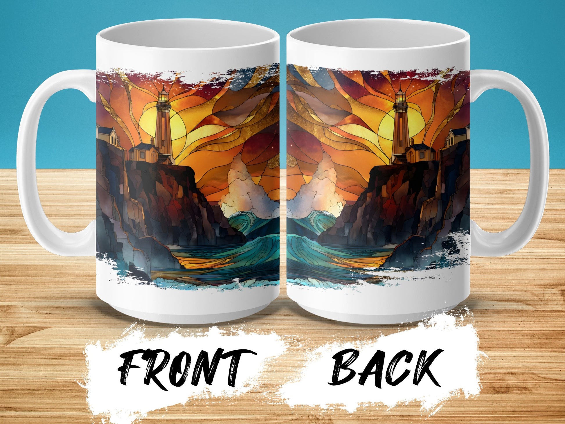 Vibrant Lighthouse and Ocean Scene Mug product