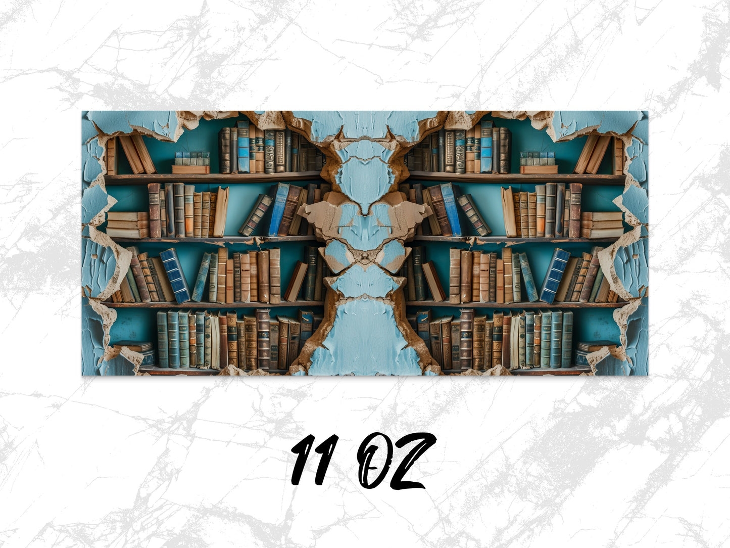 Vintage Library Bookshelf Design Coffee Mug, Classic Books Print, 11 oz Ceramic Mug, Gift for Readers and Writers