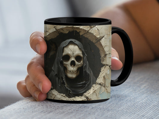 Skull Peering Through Wall Design Mug product