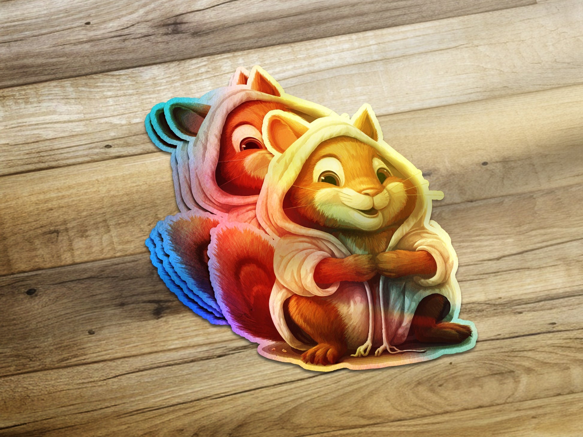 Adorable Hooded Squirrel Sticker Cute Animal product type