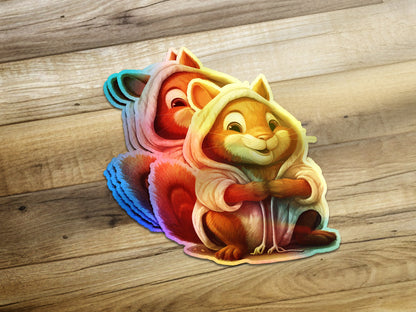 Adorable Hooded Squirrel Sticker Cute Animal product type