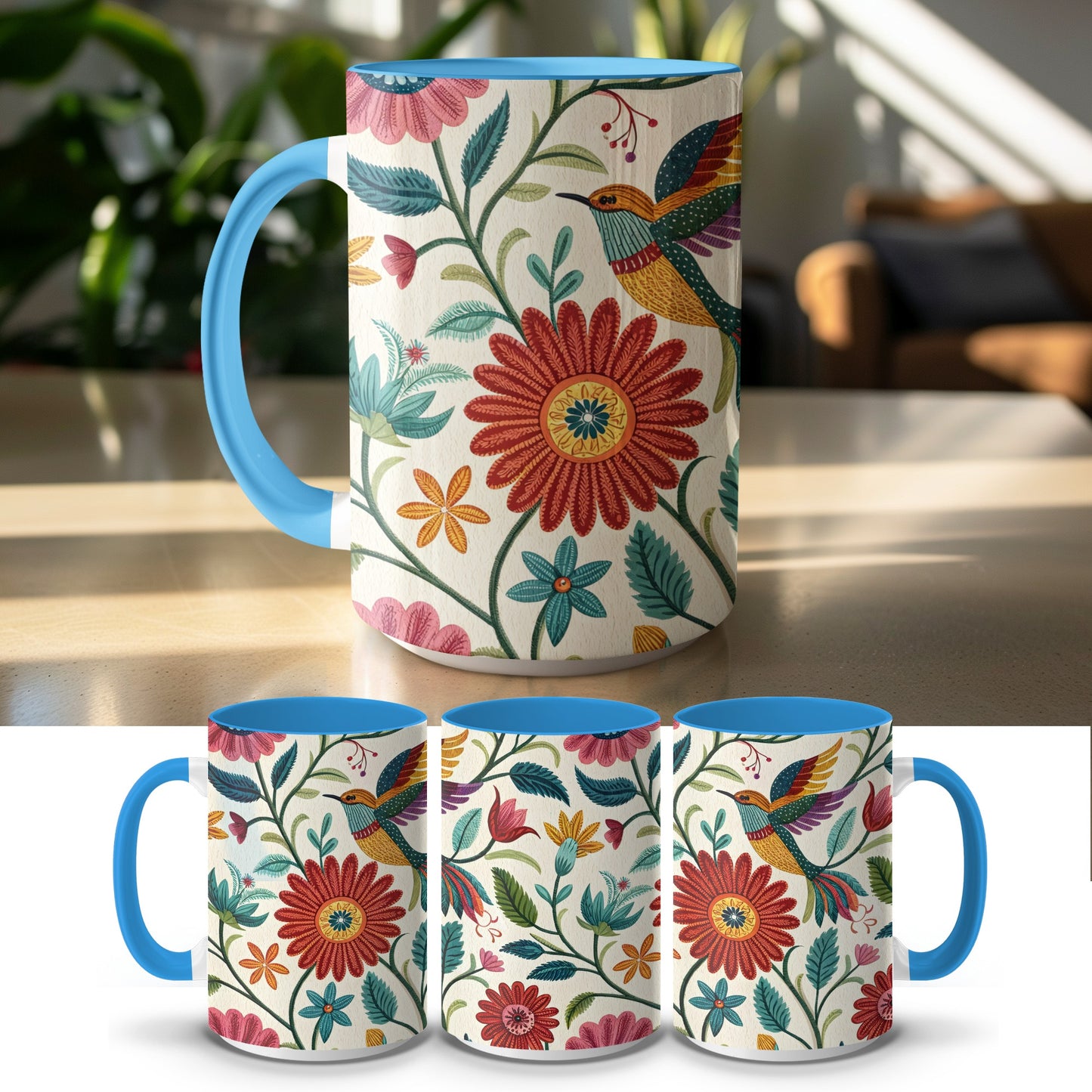 Bright Floral and Bird Design Coffee Mug product type