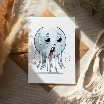 Cute Ghost Art Print, Whimsical Blue Cartoon Ghost Illustration, Nursery Room Wall Decor, Playful Spooky Artwork