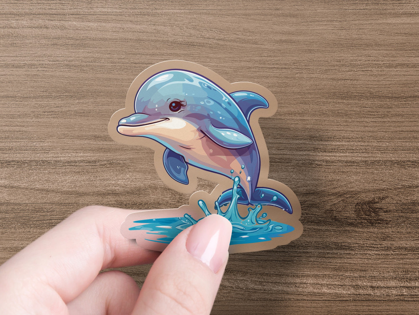 Cartoon Dolphin Splashing Water Artwork Sticker product