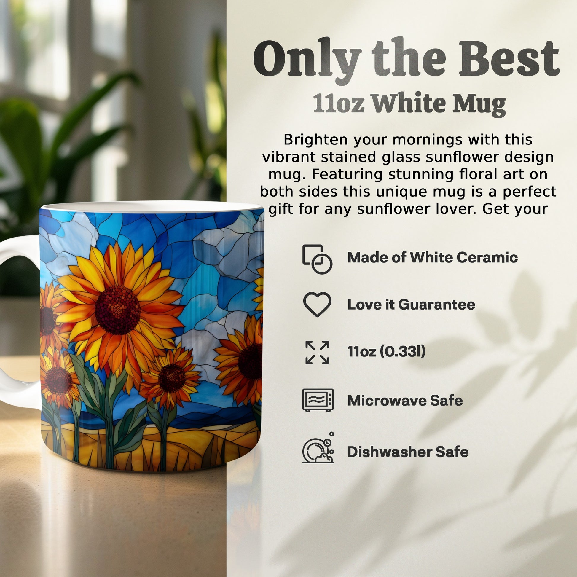 Brighten Mornings with Sunflower Stained Glass Mug product
