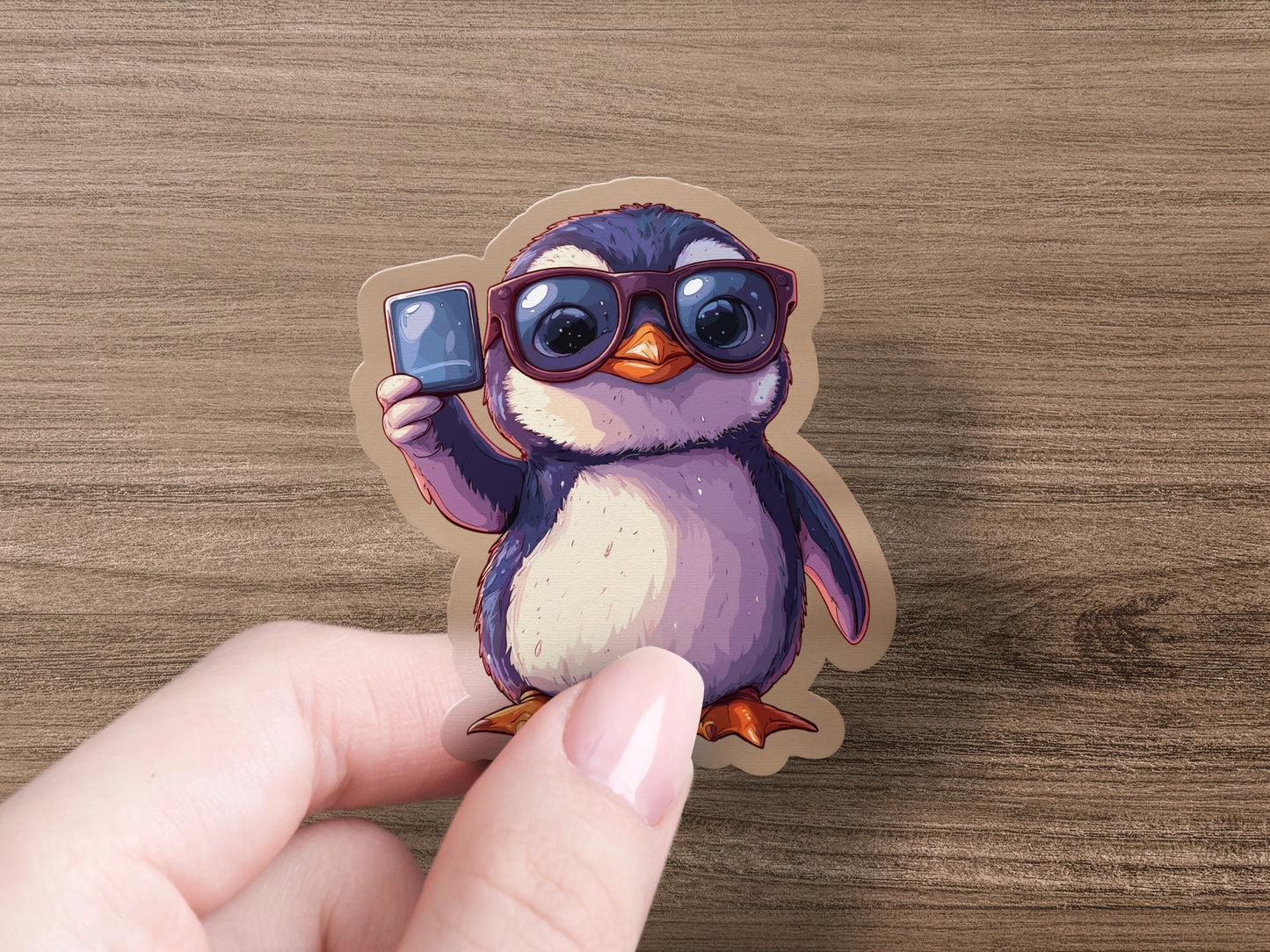 Adorable Penguin with Glasses Holding Device product type